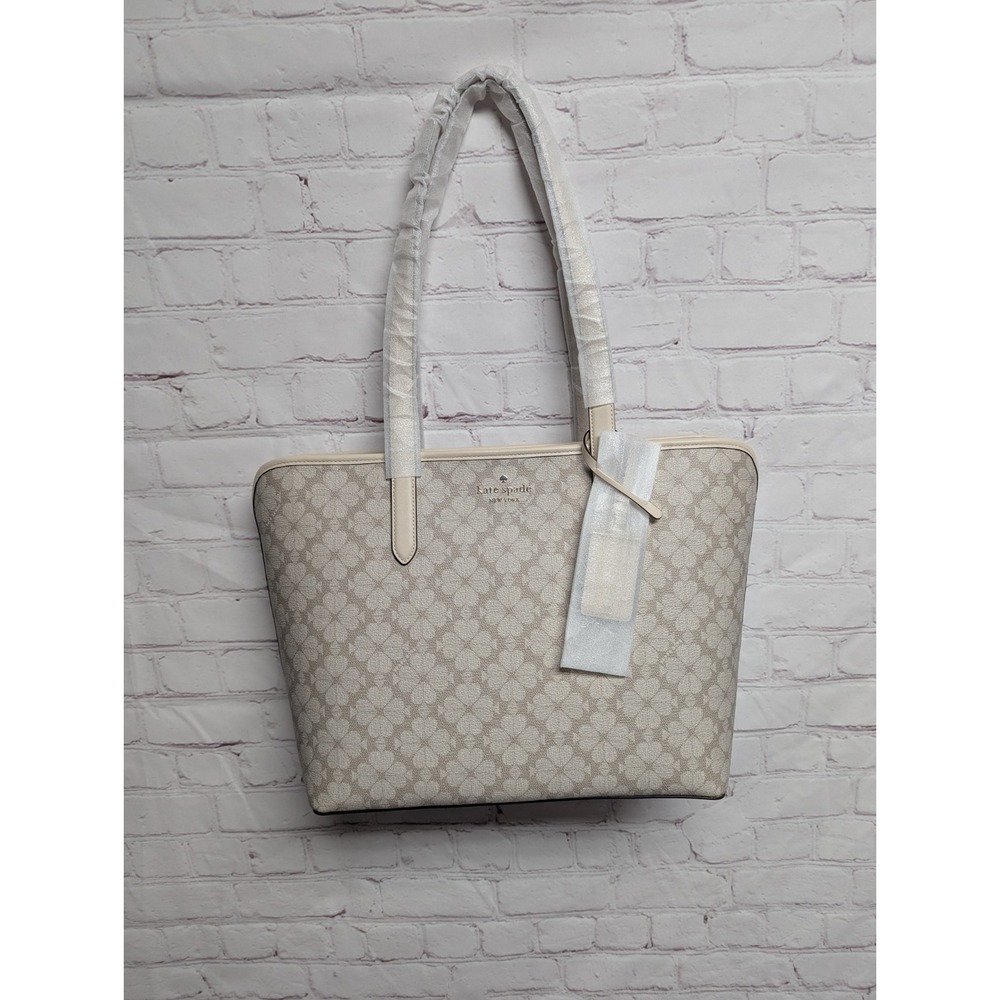 Kate Spade Signature Spade Flower Large Tote Bag In Dark Mushroom Neutrals NWT